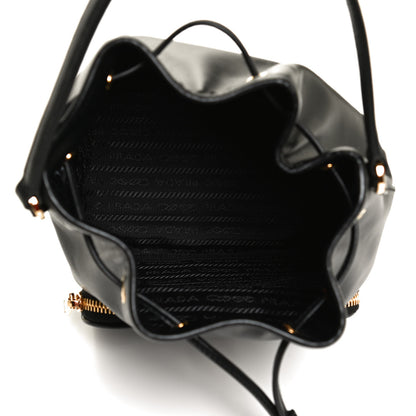 Prada Light Calfskin Saffiano Mini Bucket Crossbody Bag Black 4 of 11