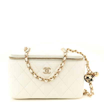 Chanel Lambskin Quilted Pearl Crush Small Vanity Case With Chain White 1 of 11