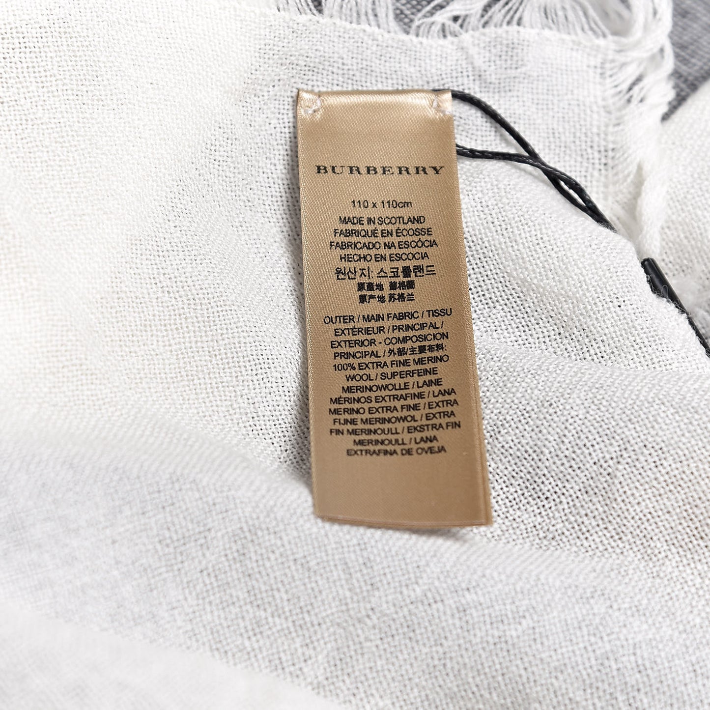 Merino Wool House Check Scarf Ivory
