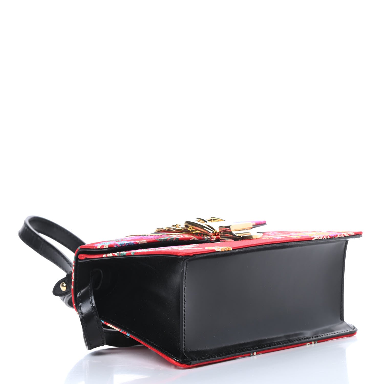 Gucci Jacquard Floral Mini Sylvie Top Handle Bag Red Multicolor Black 4 of 12
