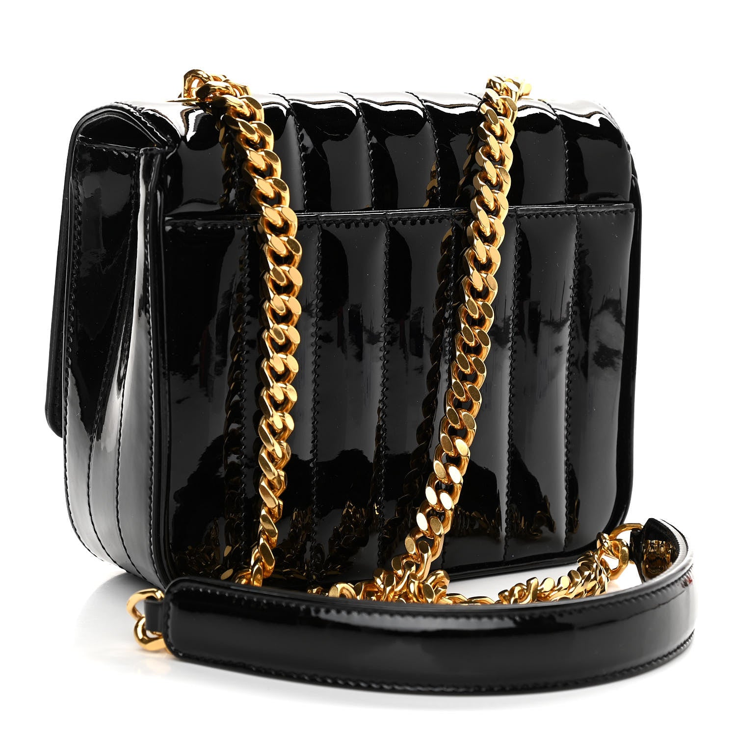 Saint Laurent Patent Calfskin Matelasse Monogram Small Vicky Chain Bag Black 3 of 9