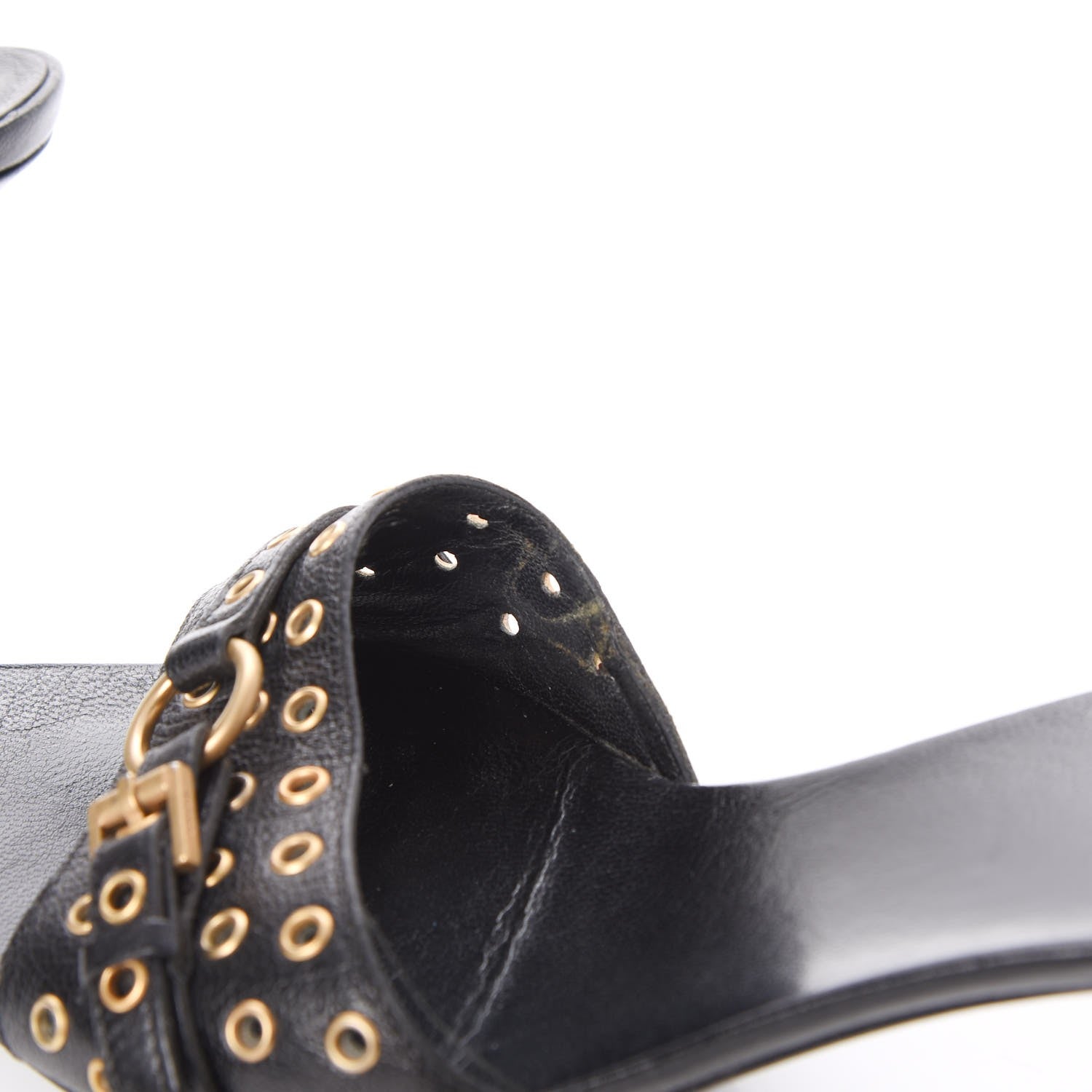 Gucci Calfskin Grommet Buckle Slide Sandal 7.5 Black 17 of 18