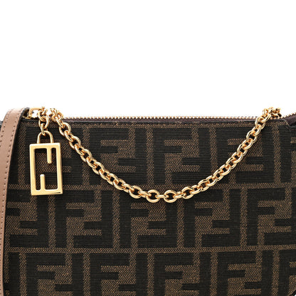 Fendi Fabric Jacquard Vitello Grace FF 1974 Baguette Pouch Tobacco Moro Sand 7 of 10