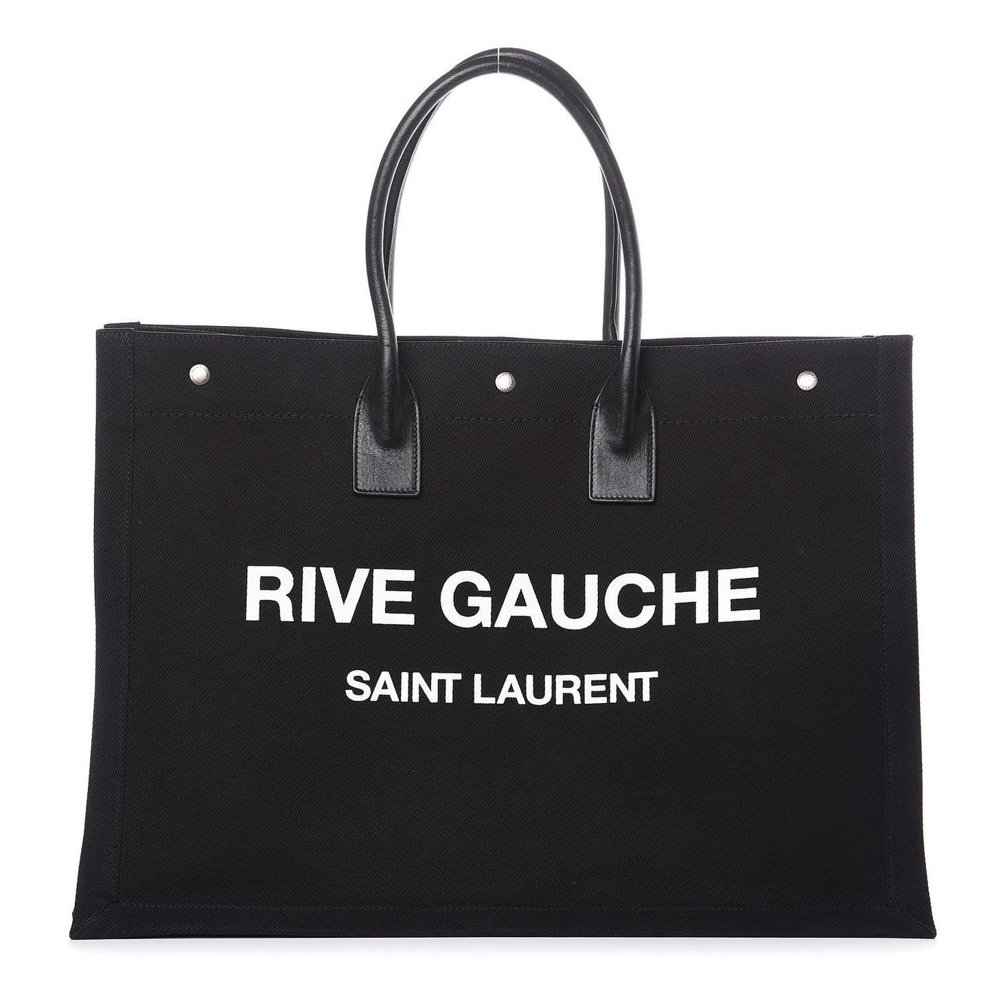 Linen Calfskin Rive Gauche Tote Black