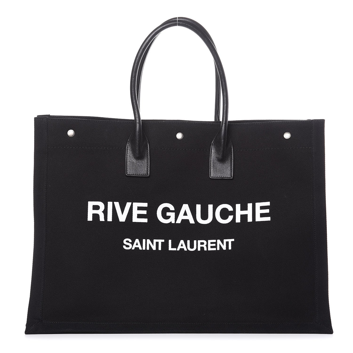 Saint Laurent Linen Calfskin Rive Gauche Tote Black 1 of 9