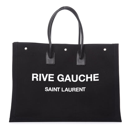Saint Laurent Linen Calfskin Rive Gauche Tote Black 1 of 9