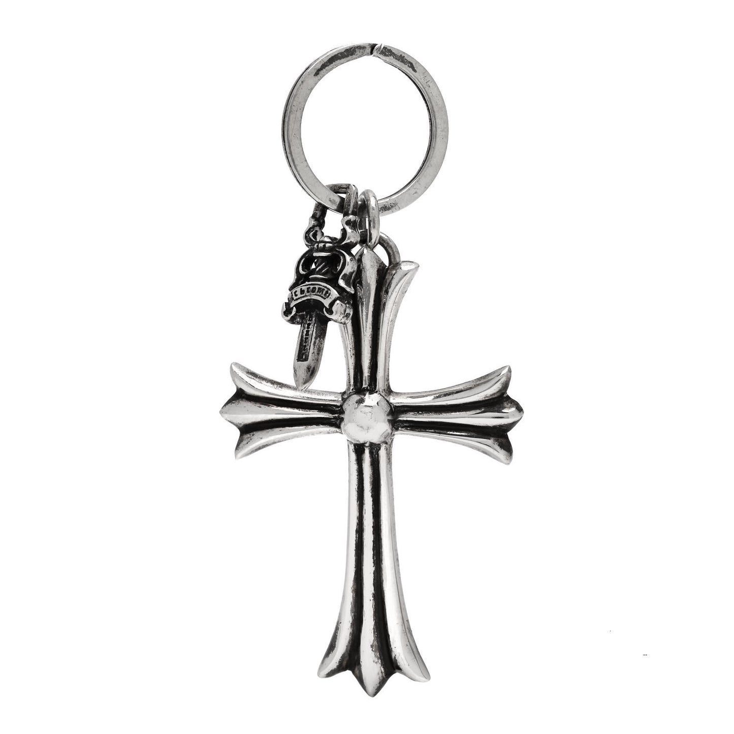 Sterling Silver Cross and Dagger Keychain