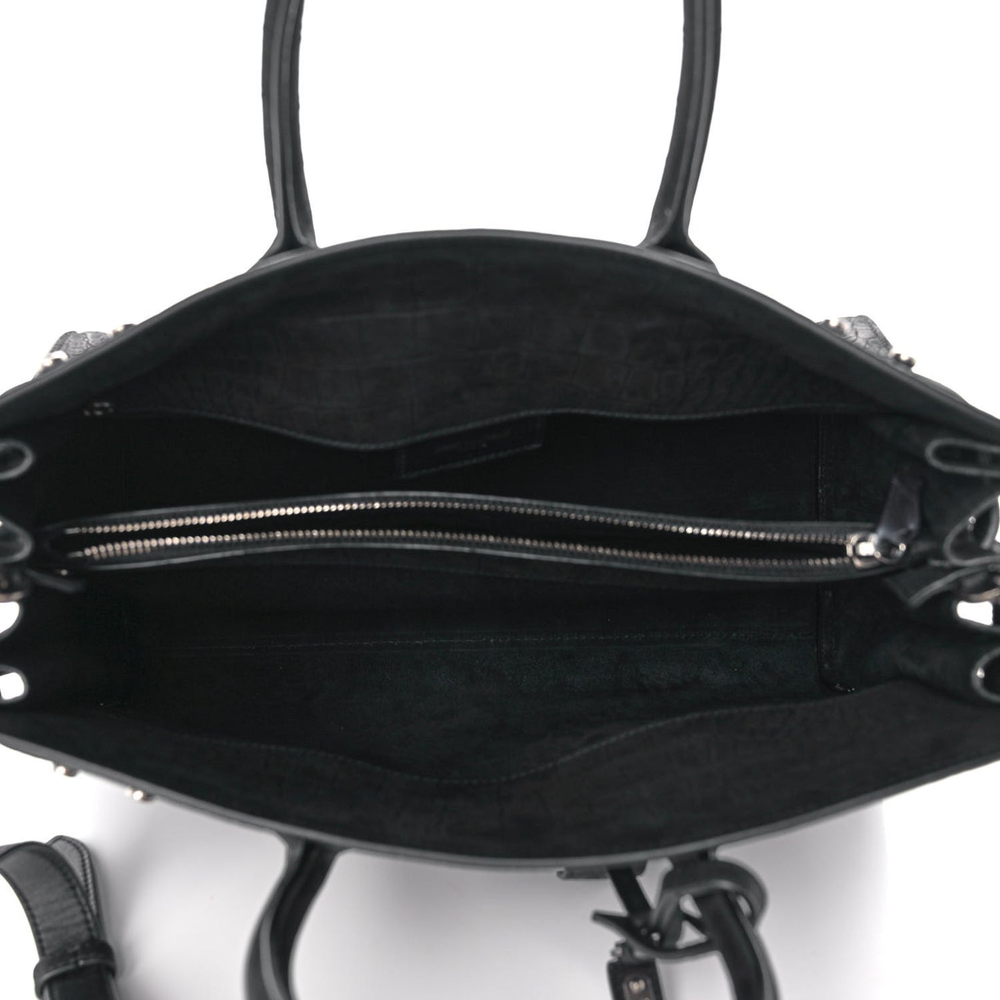 Crocodile Embossed Suede Small Supple Sac de Jour Black