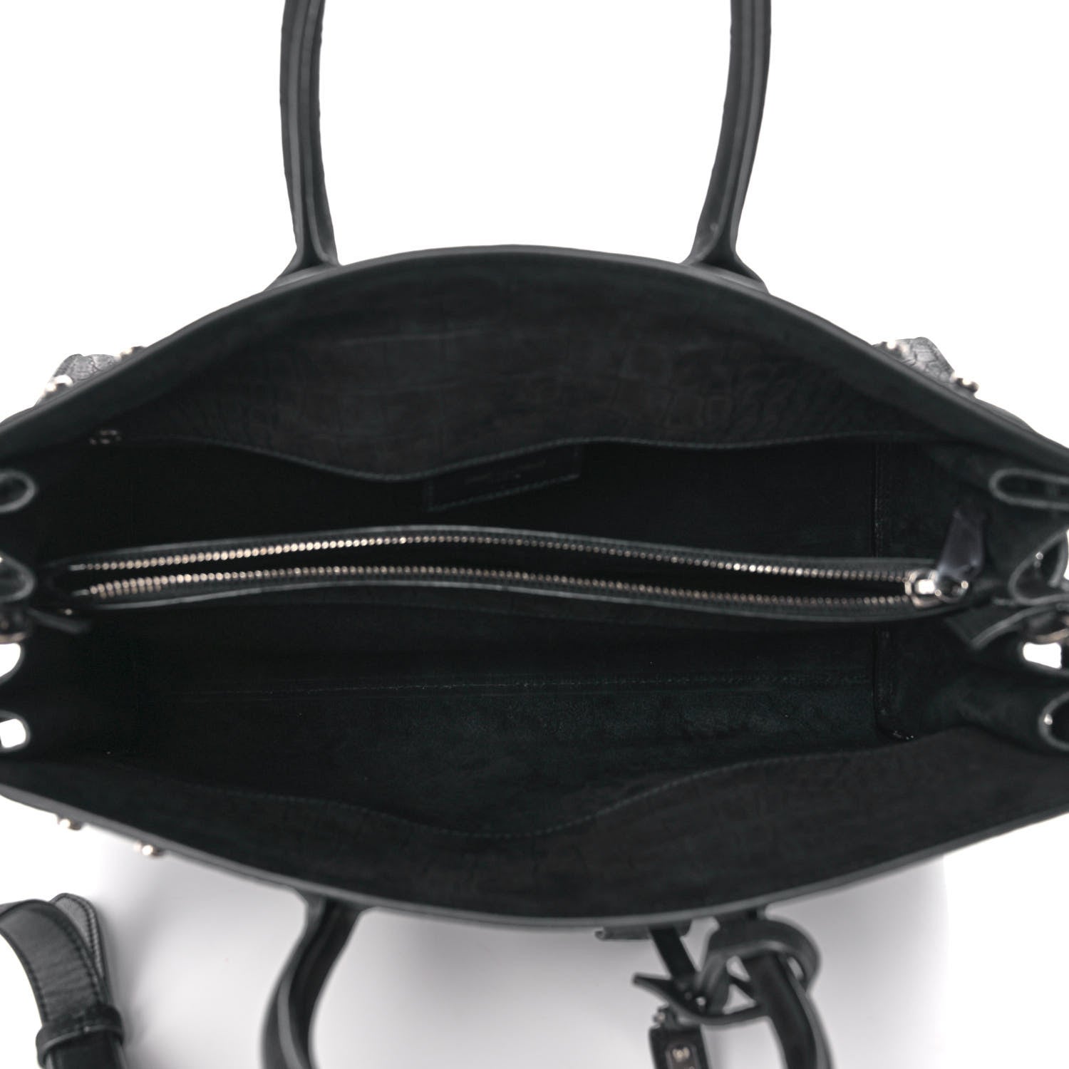 Saint Laurent Crocodile Embossed Suede Small Supple Sac de Jour Black 4 of 9