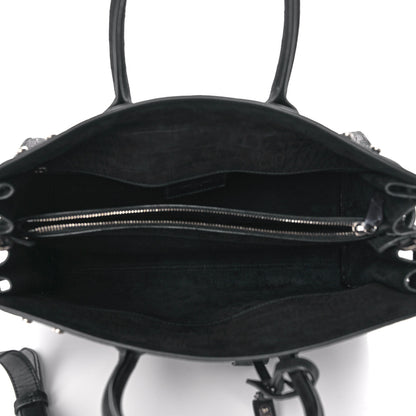 Saint Laurent Crocodile Embossed Suede Small Supple Sac de Jour Black 4 of 9