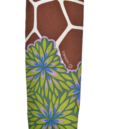 Hermes Silk The Three Graces Twilly Bleu Vert Marron 3 of 4
