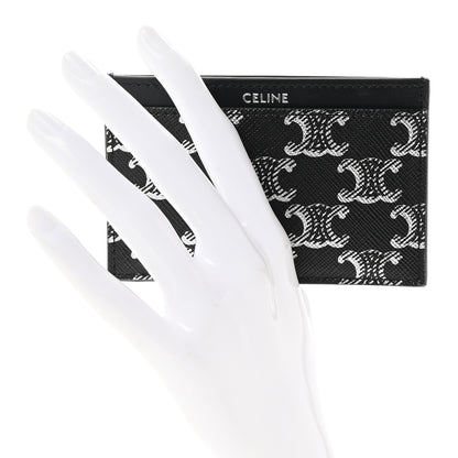 Celine Triomphe Canvas Card Holder Silver Black 2 of 7