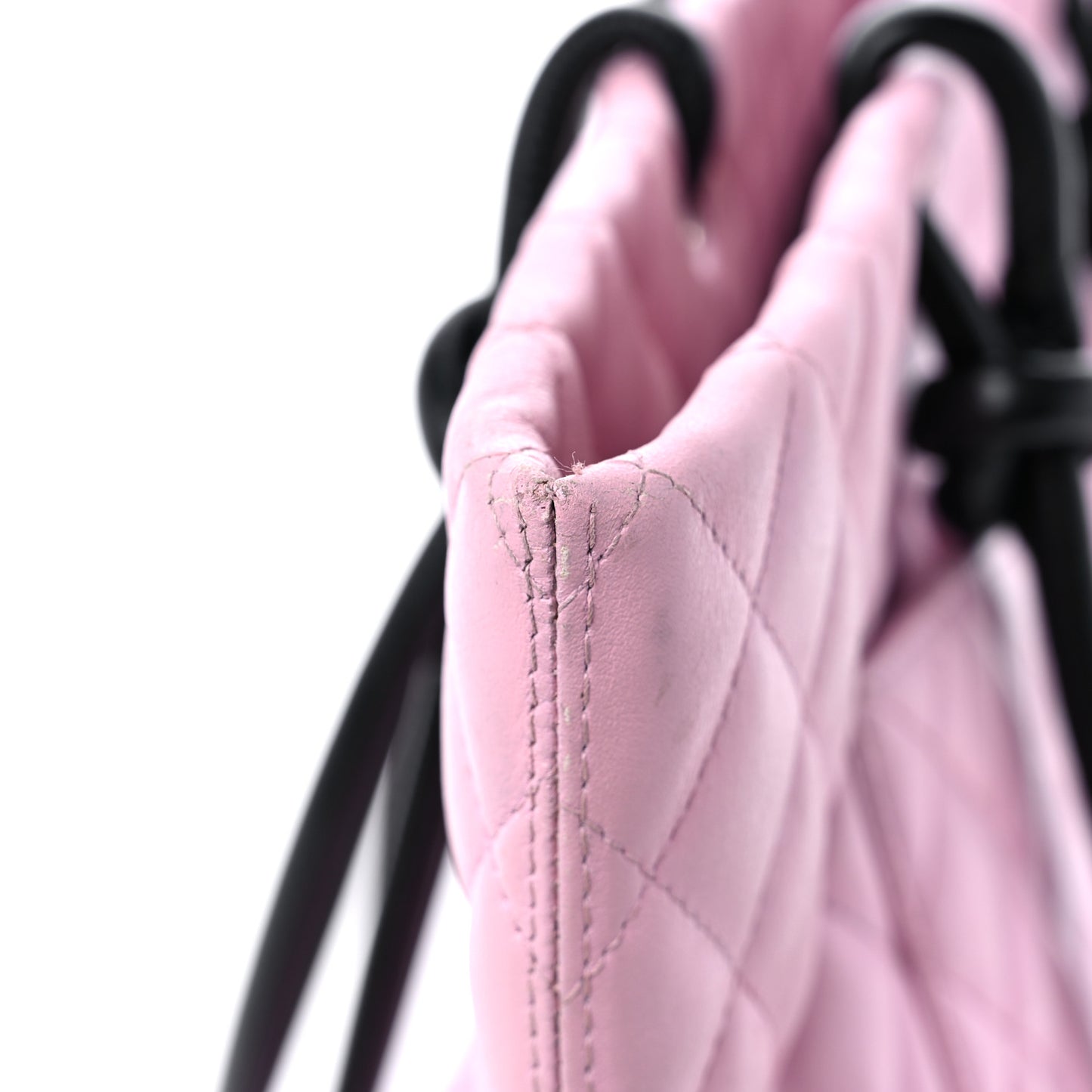 Calfskin Quilted Large Cambon Tote Pink Black