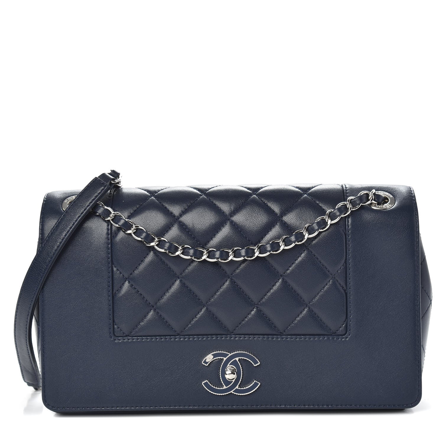 Chanel Sheepskin Quilted Medium Vintage Mademoiselle Flap Dark Navy 1 of 14