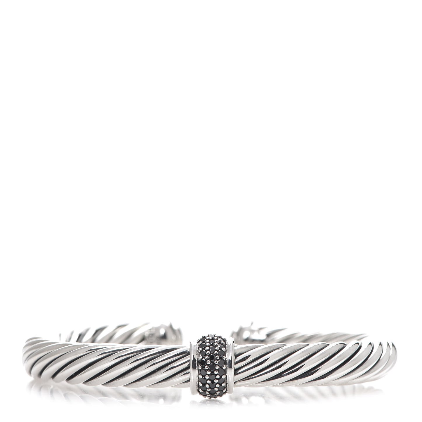 Sterling Silver Black Diamond 7mm Cable Classics Station Bracelet