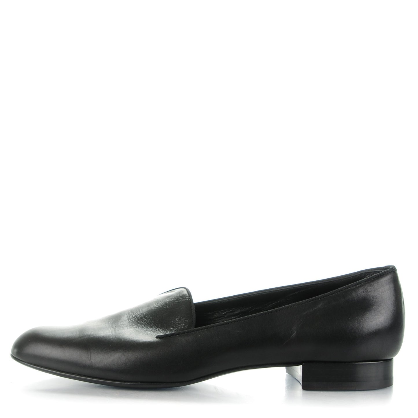 Smooth Calfskin Smoking Slipper Flat Loafers 38 Black