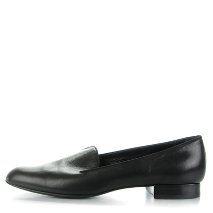 Saint Laurent Smooth Calfskin Smoking Slipper Flat Loafers 38 Black 1 of 9