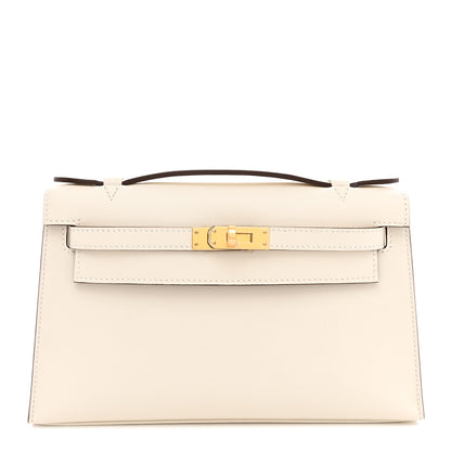 Hermes Swift Horseshoe Kelly Pochette Clutch Nata Gold 5 of 32