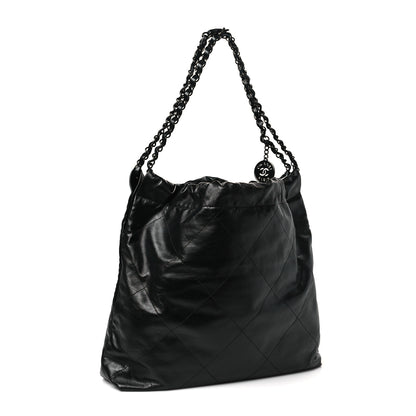 Chanel Shiny Caviar Quilted Monochrome Chanel 22 Black 4 of 10