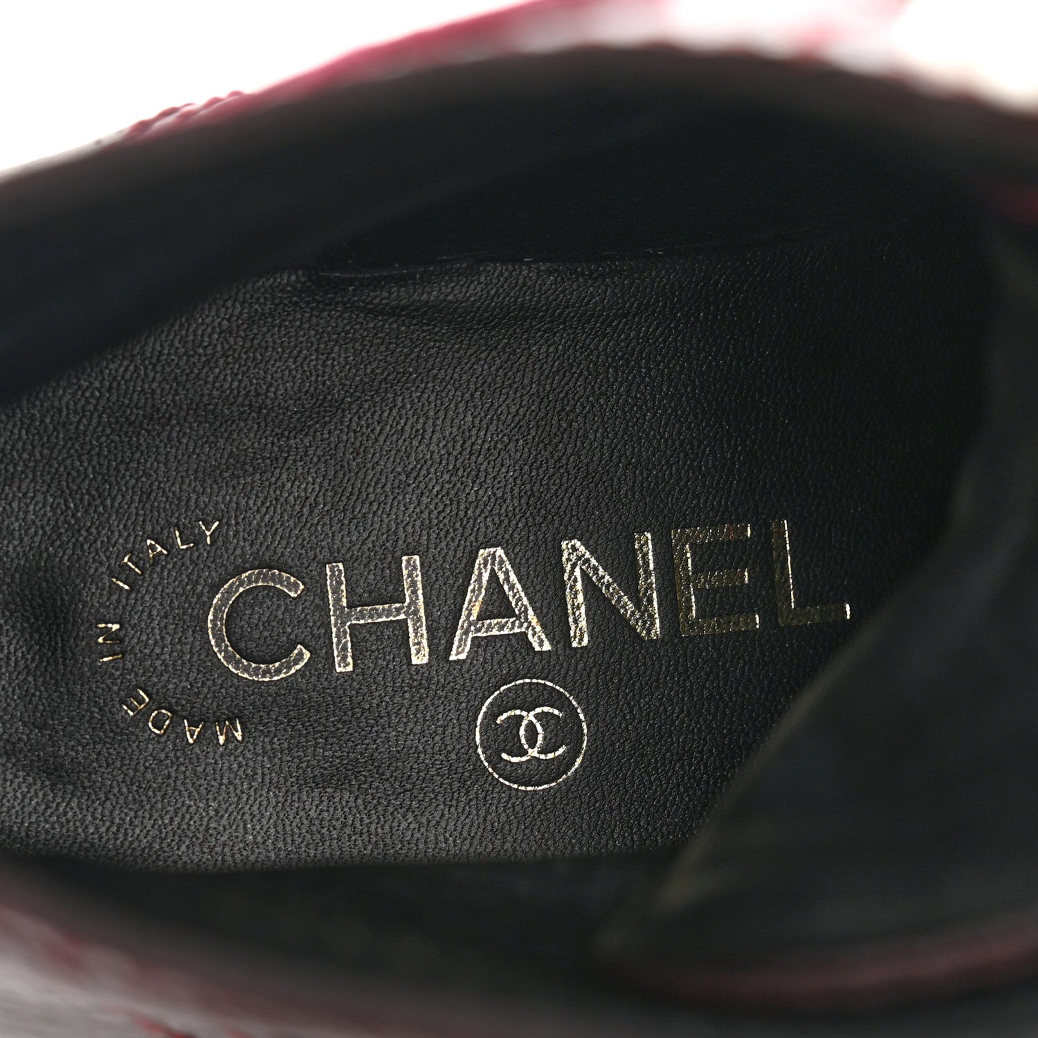 Chanel Shiny Calfskin Velvet Pearl Combat Short Boots 37.5 Burgundy 7 of 10
