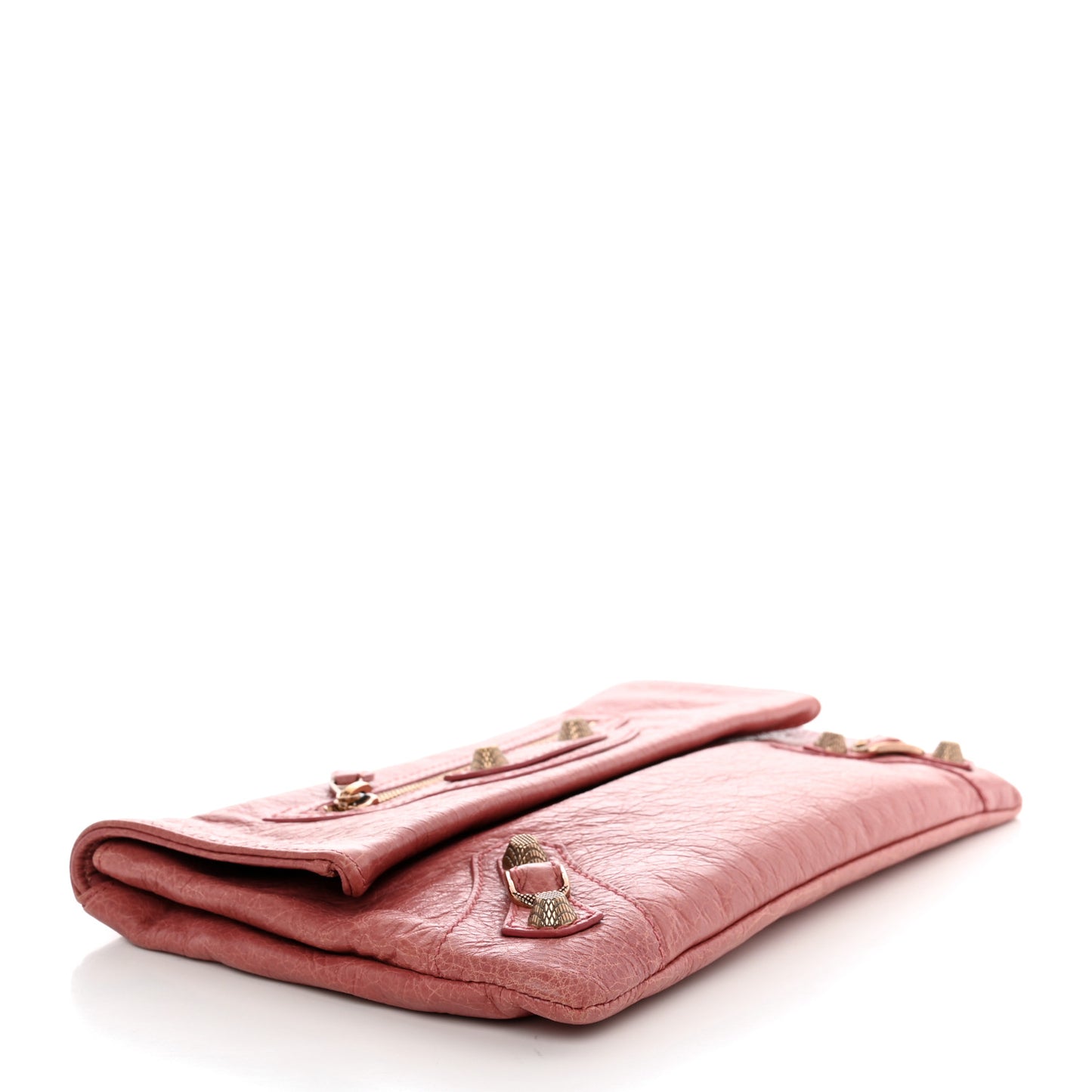 Agneau Giant 12 Rose Gold Hardware Envelope Clutch Rose Bruyere