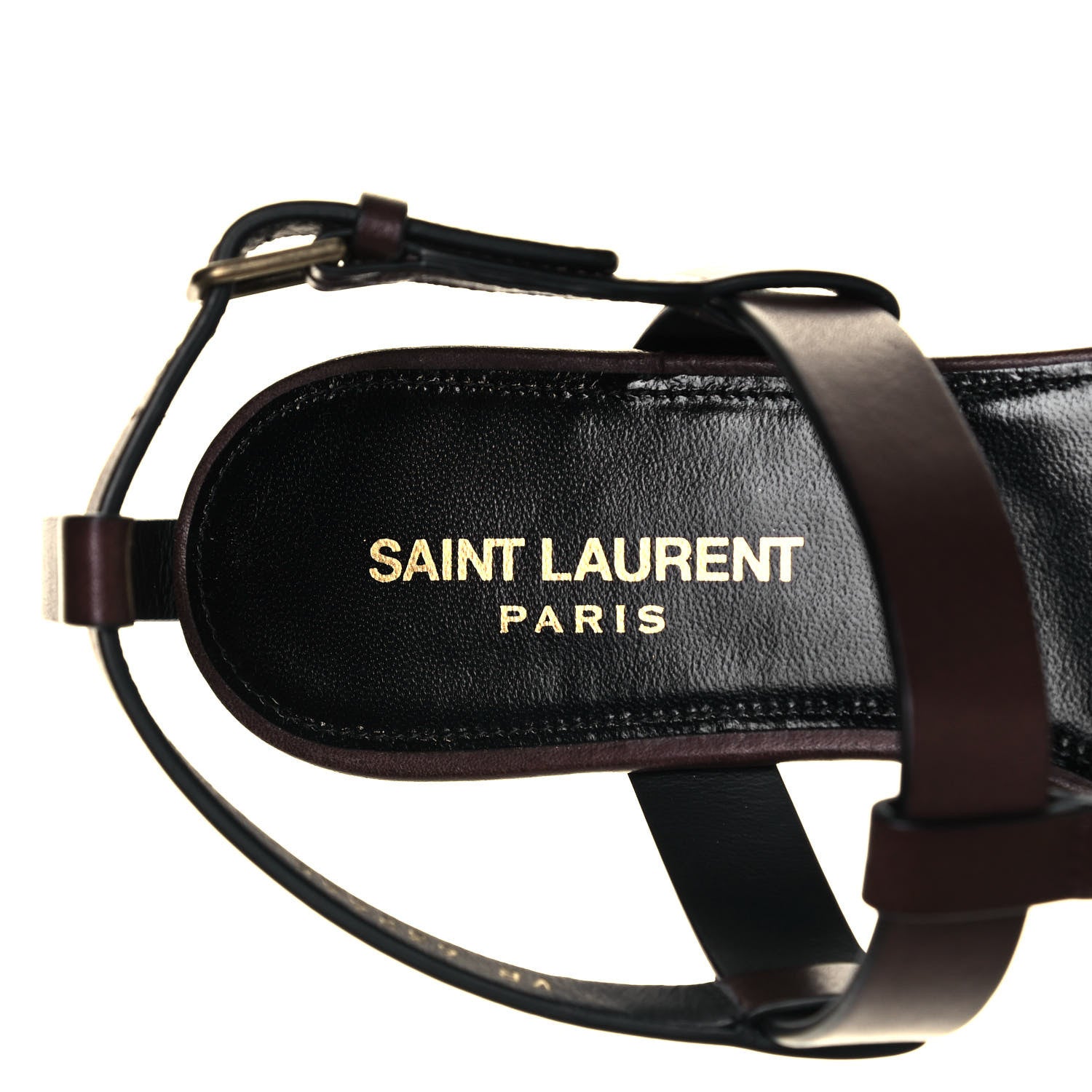 Saint Laurent Calfskin Cassandra Monogram Sandals 38 Brown 7 of 10