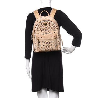 MCM Visetos Small Stud Stark Backpack Beige 2 of 10