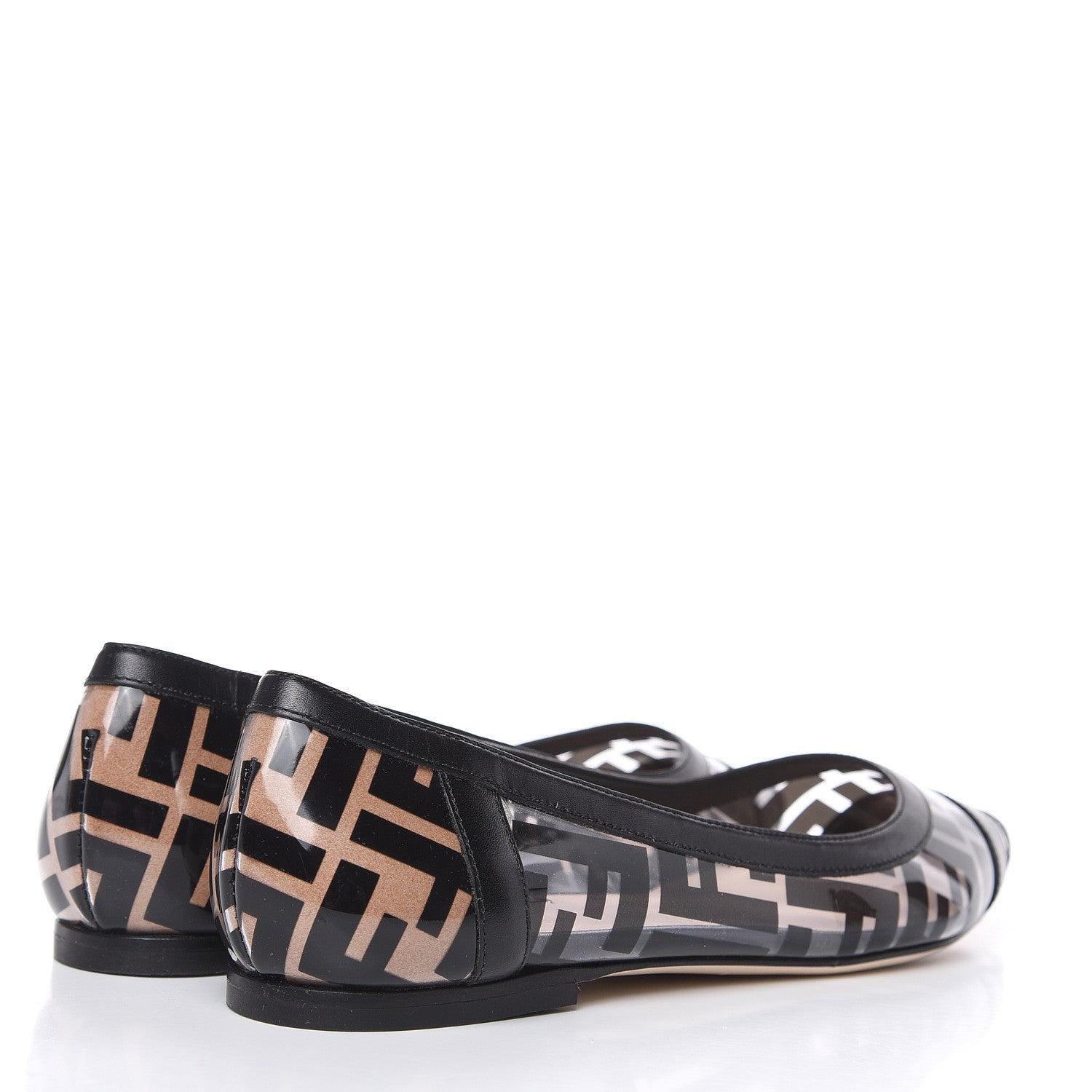 Fendi PVC Calfskin FF Colibri Ballerina Flats 37 Black 4 of 8