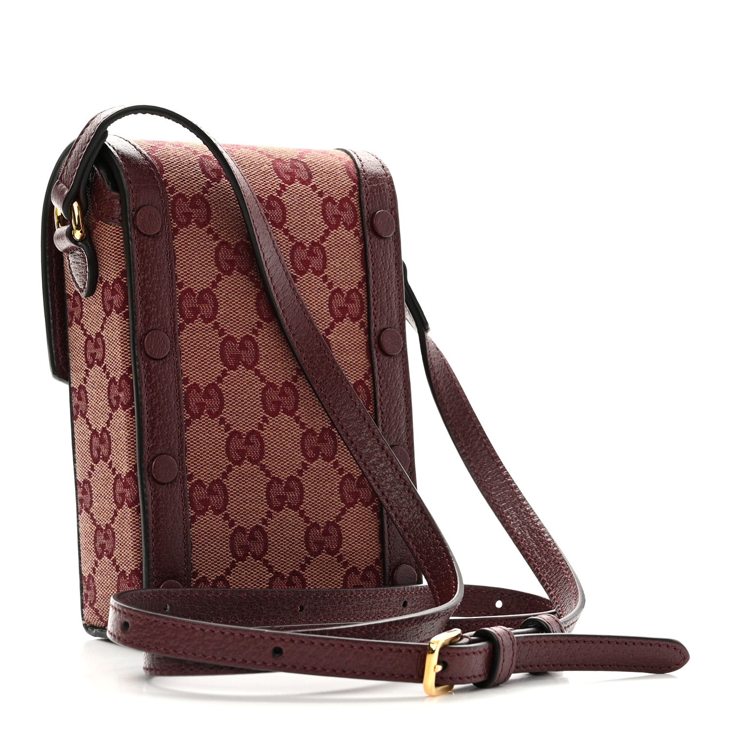 Gucci Monogram Textured Dollar Calfskin Mini Horsebit 1955 Crossbody Bag Sahara Rubino Chardonnay 3 of 10