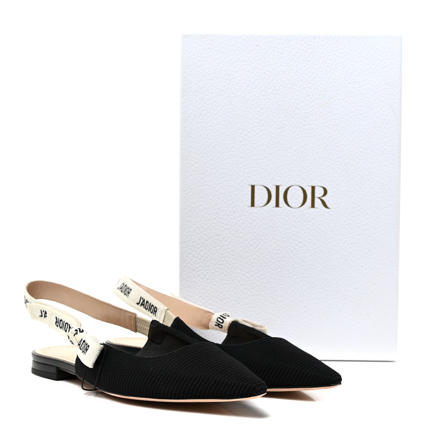Technical Canvas Ribbon J'Adior Slingback Ballet Flats 40 Black