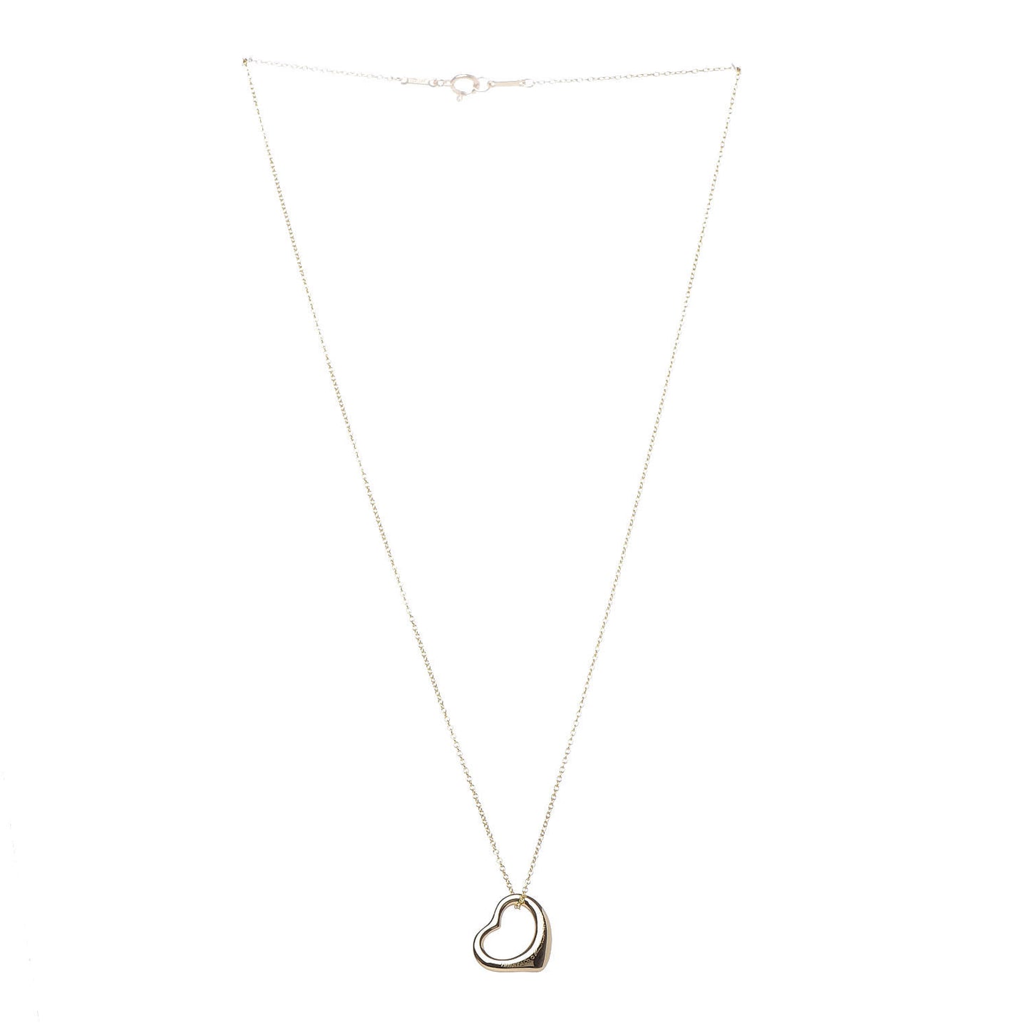18K Yellow Gold 16mm Elsa Peretti Open Heart Pendant Necklace