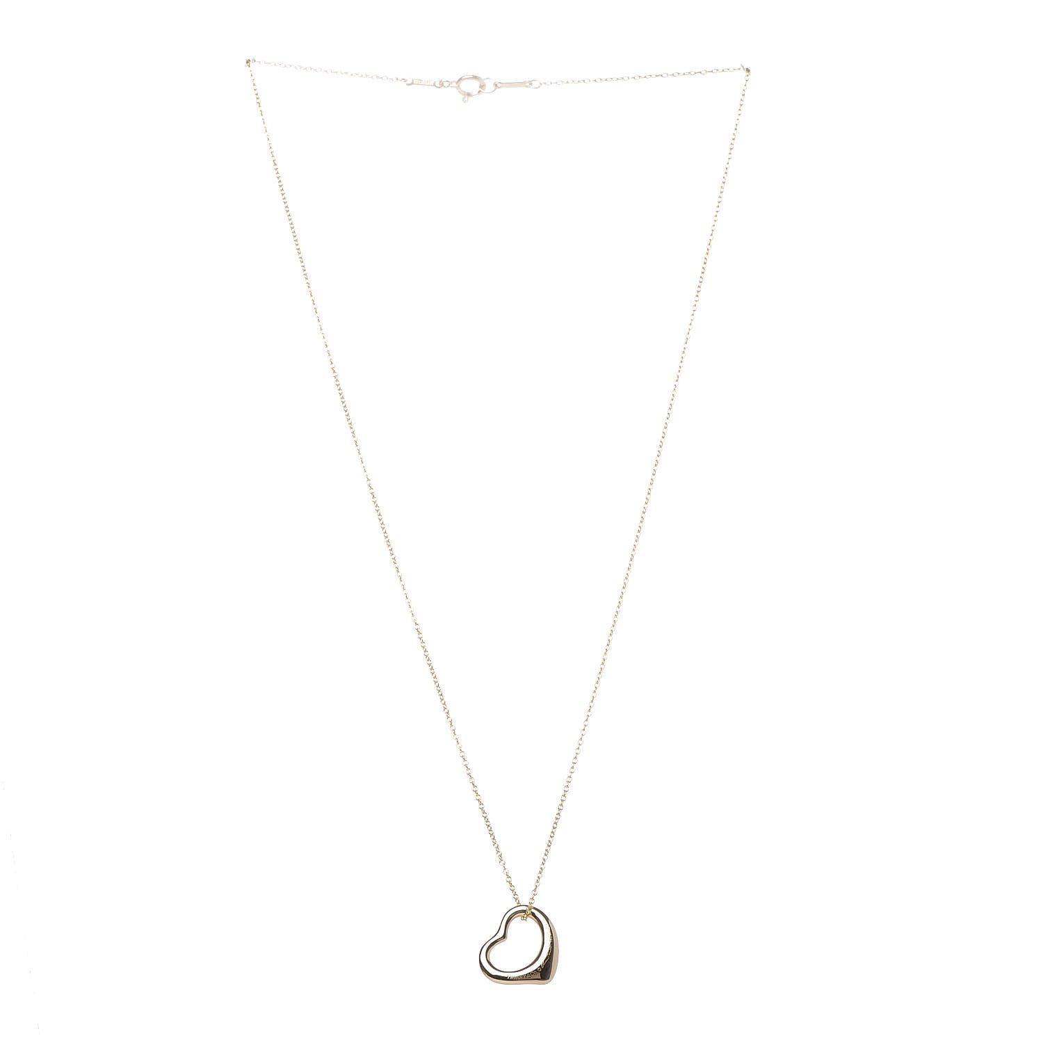 Tiffany 18K Yellow Gold 16mm Elsa Peretti Open Heart Pendant Necklace 3 of 7