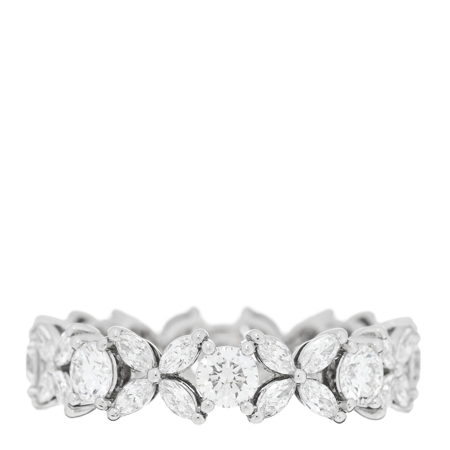 Tiffany Platinum Diamond Victoria Alternating Band Ring 53 6.5 3 of 4