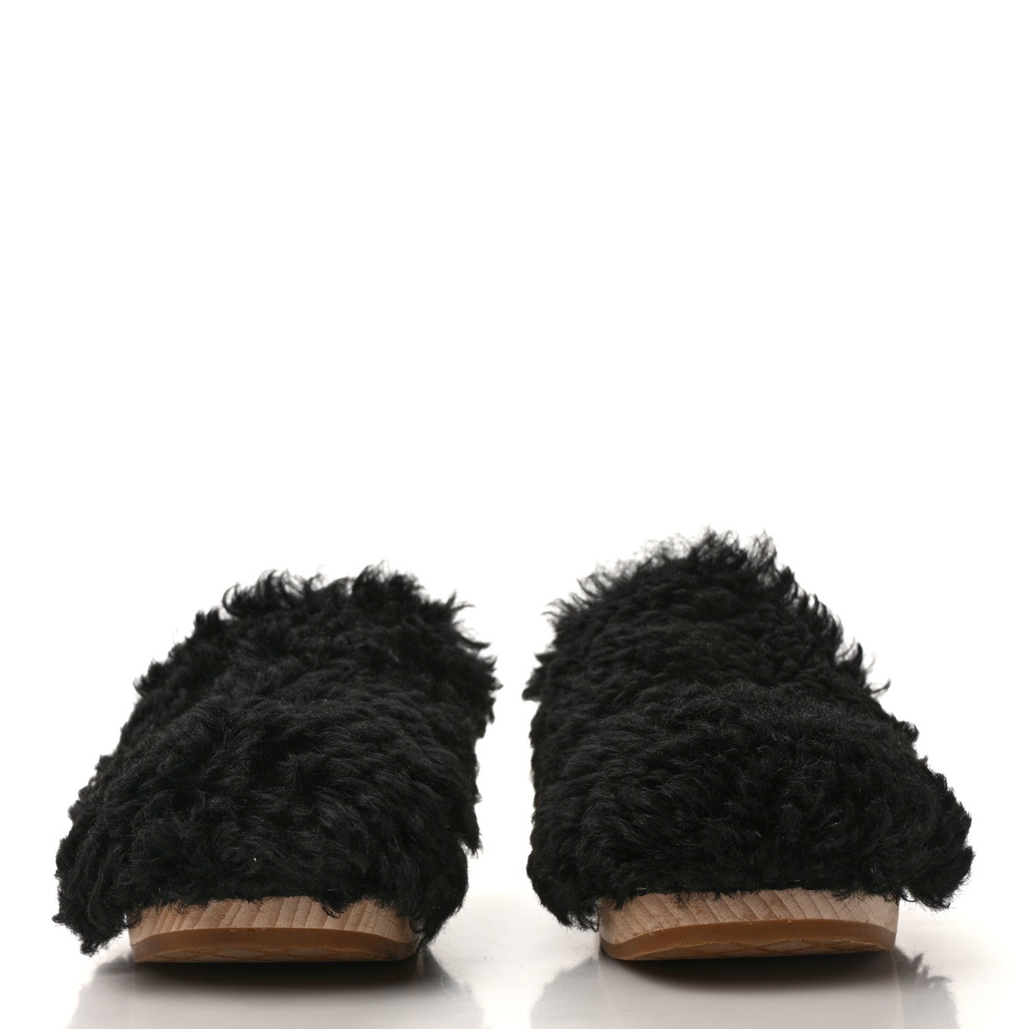 Chanel Shearling Lambskin Clogs 40 Black 2 of 8