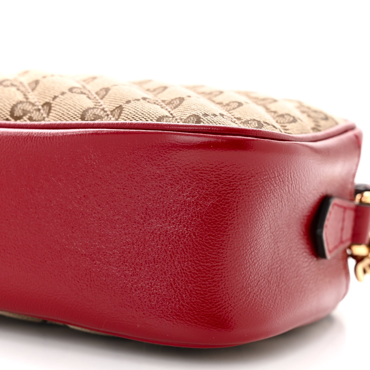 Gucci Monogram Azalea Calfskin Matelasse Diagonal Small GG Marmont Chain Shoulder Bag Beige Ebony New Cherry Red 10 of 11