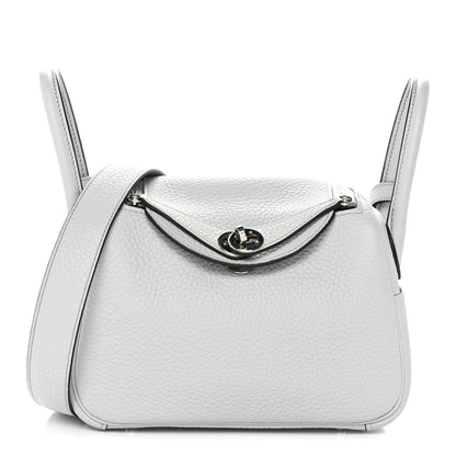 Hermes Taurillon Clemence Mini Lindy 20 Bleu Pale 1 of 11