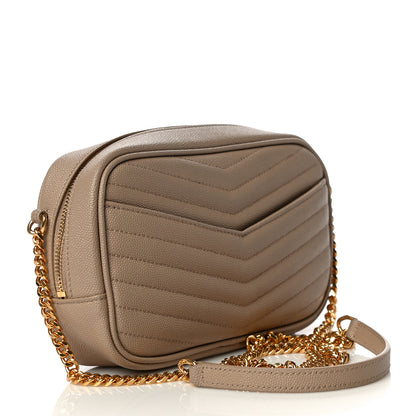 Saint Laurent Grain De Poudre Matelasse Monogram Mini Lou Camera Bag Dark Beige 3 of 10