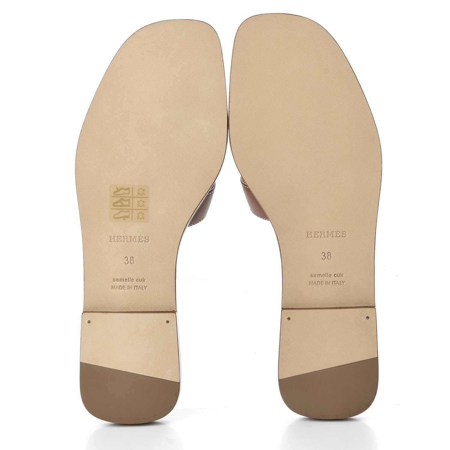 Hermes Box Calfskin Oran Sandals 38 Gold 6 of 9