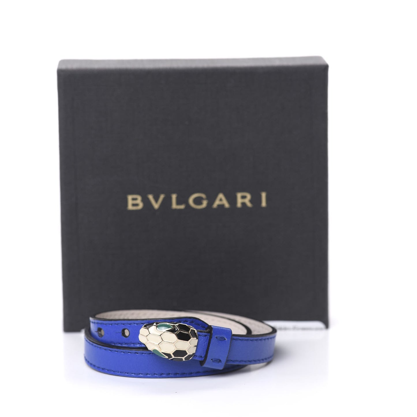 Calfskin Forever Serpenti Double Coil Bracelet Blue