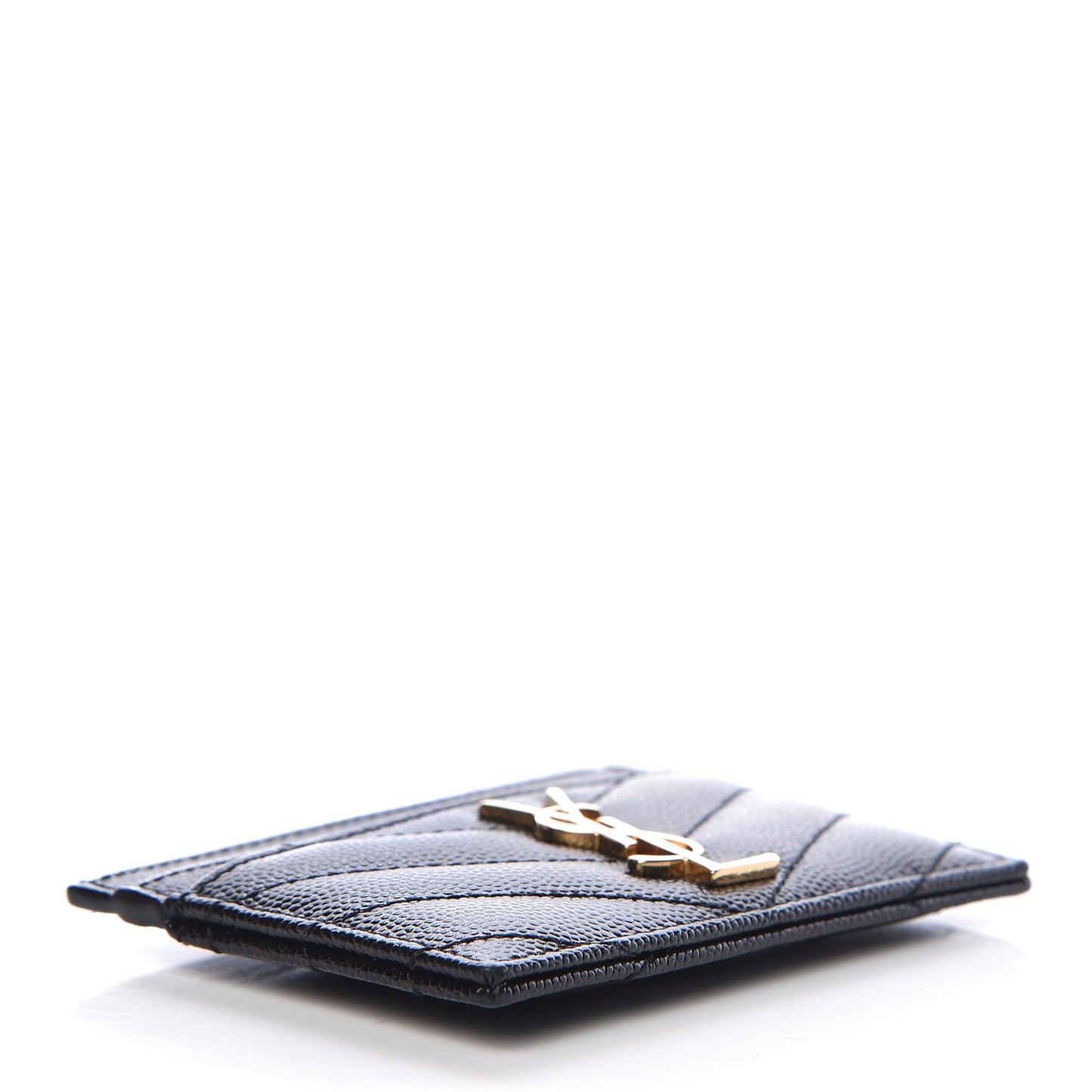 Grain De Poudre Matelasse Chevron Monogram Credit Card Case Black