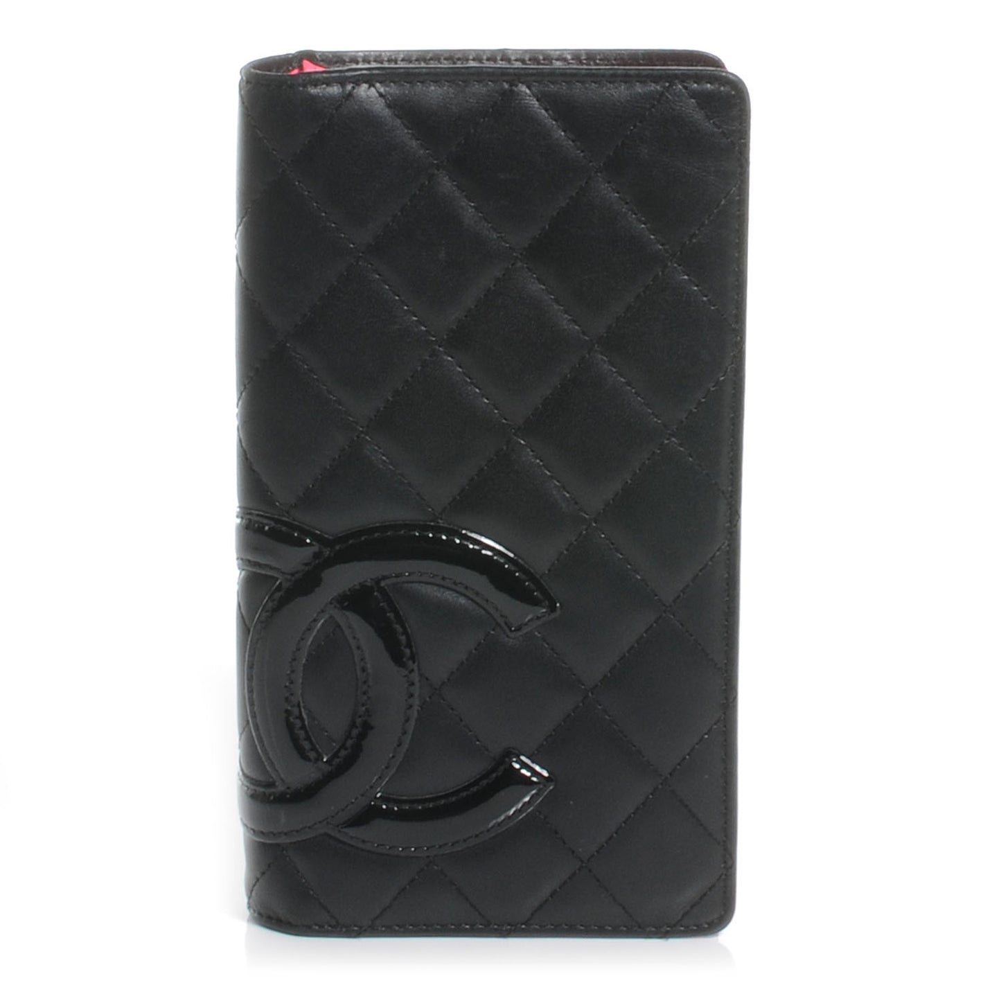Calfskin Quilted Cambon Yen Wallet Black