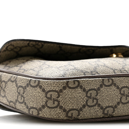 Gucci GG Supreme Monogram Textured Dollar Calfskin Web Mini Ophidia Envelope Shoulder Bag Beige Ebony New Acero 9 of 12