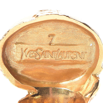 Saint Laurent Glass Cabochon Arty Ovale Ring 7 Gold Turquoise 5 of 6