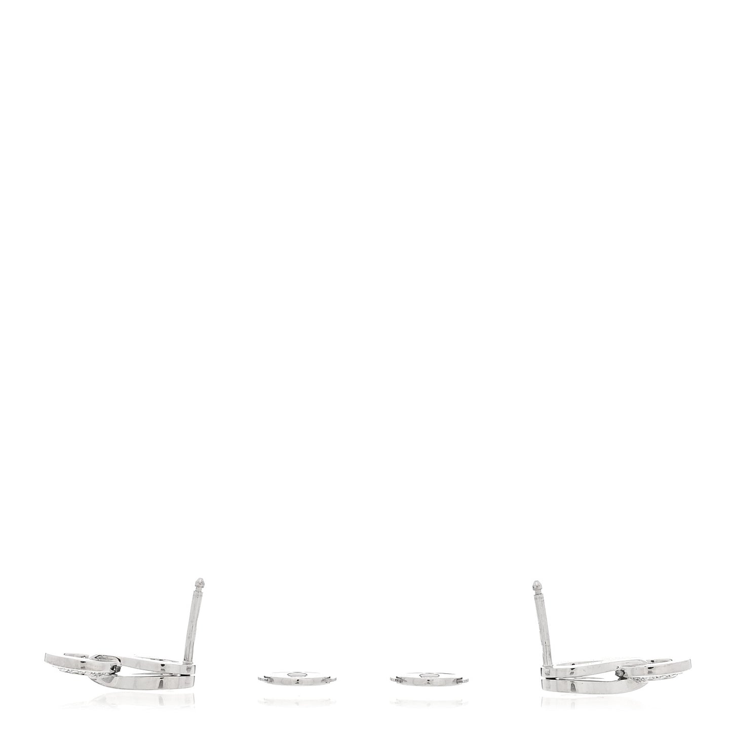 18K White Gold Diamond Agrafe Earrings