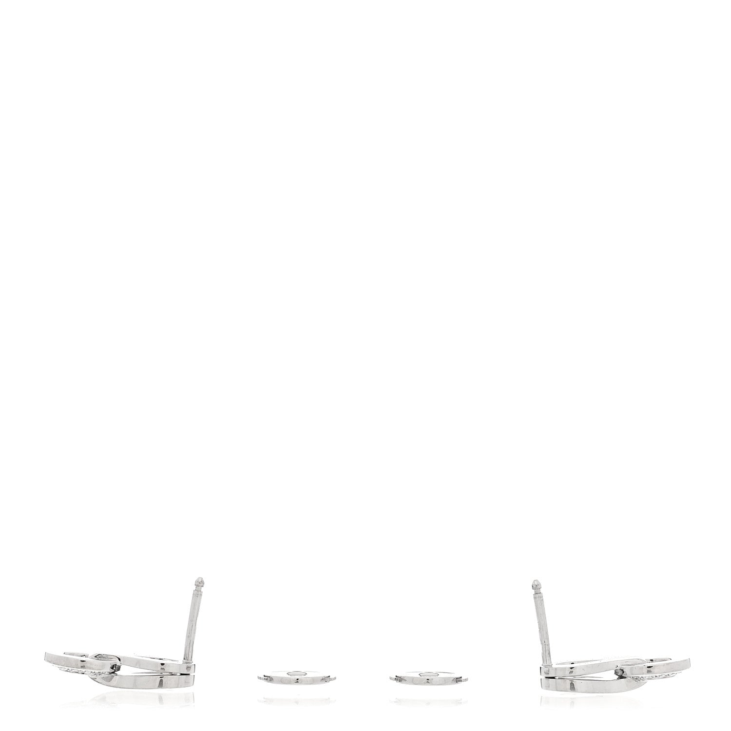 Cartier 18K White Gold Diamond Agrafe Earrings 3 of 5