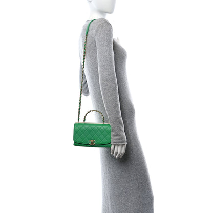 Chanel Lambskin Quilted La Parisienne Top Handle Flap Green 3 of 10