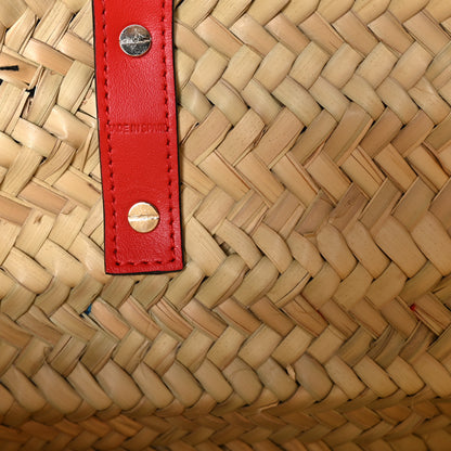 Christian Louboutin Woven Straw Pompom Loubishore Tote Naturel Multicolor Biscotto 7 of 11