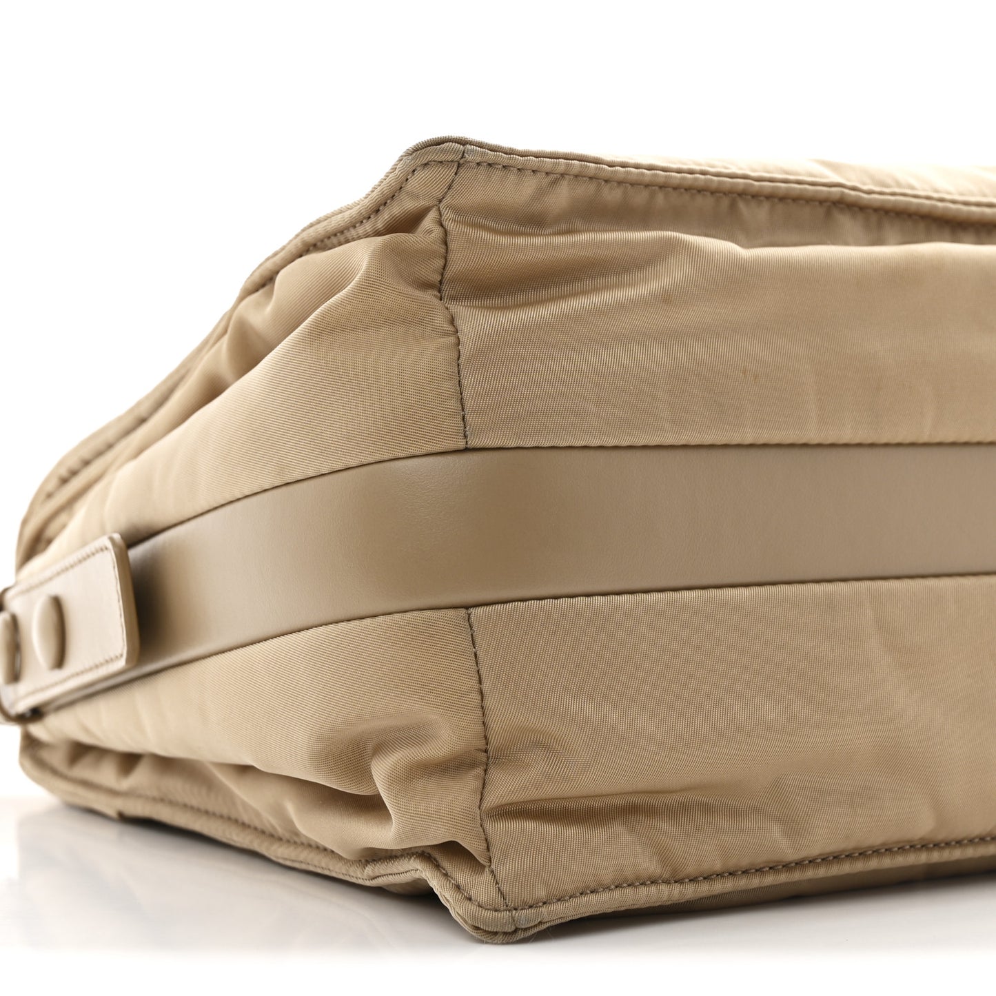 Re-Nylon Vitello Padded Large Flap Shoulder Bag Deserto