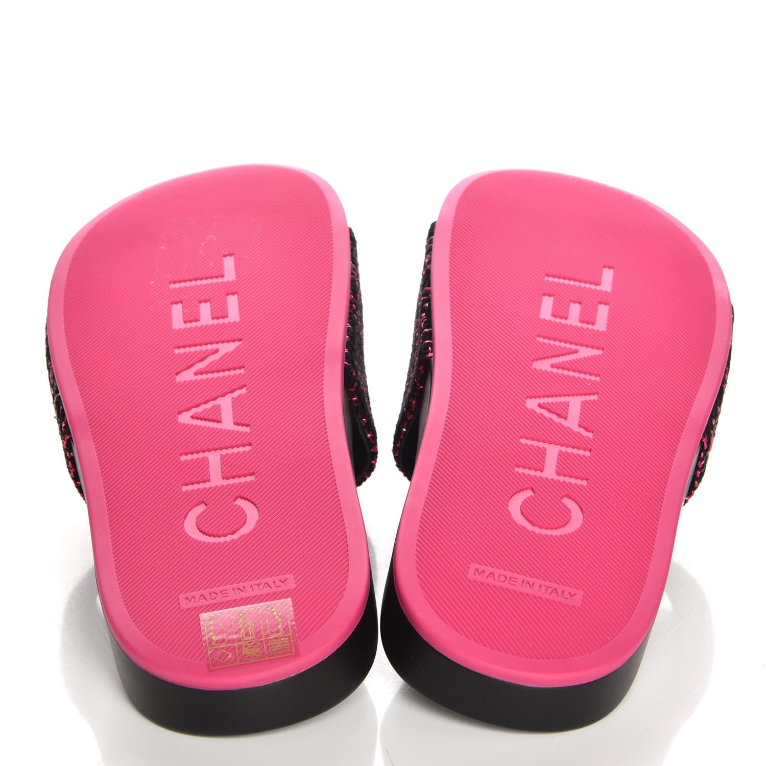 Chanel Tweed Grosgrain Camellia CC Flat Mules 37 Black Pink 6 of 9