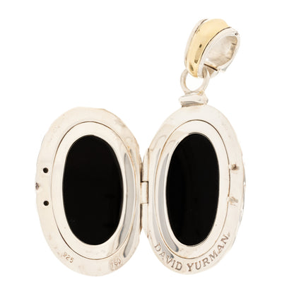 David Yurman Sterling Silver 18K Yellow Gold Oval Cable Locket Pendant 3 of 6
